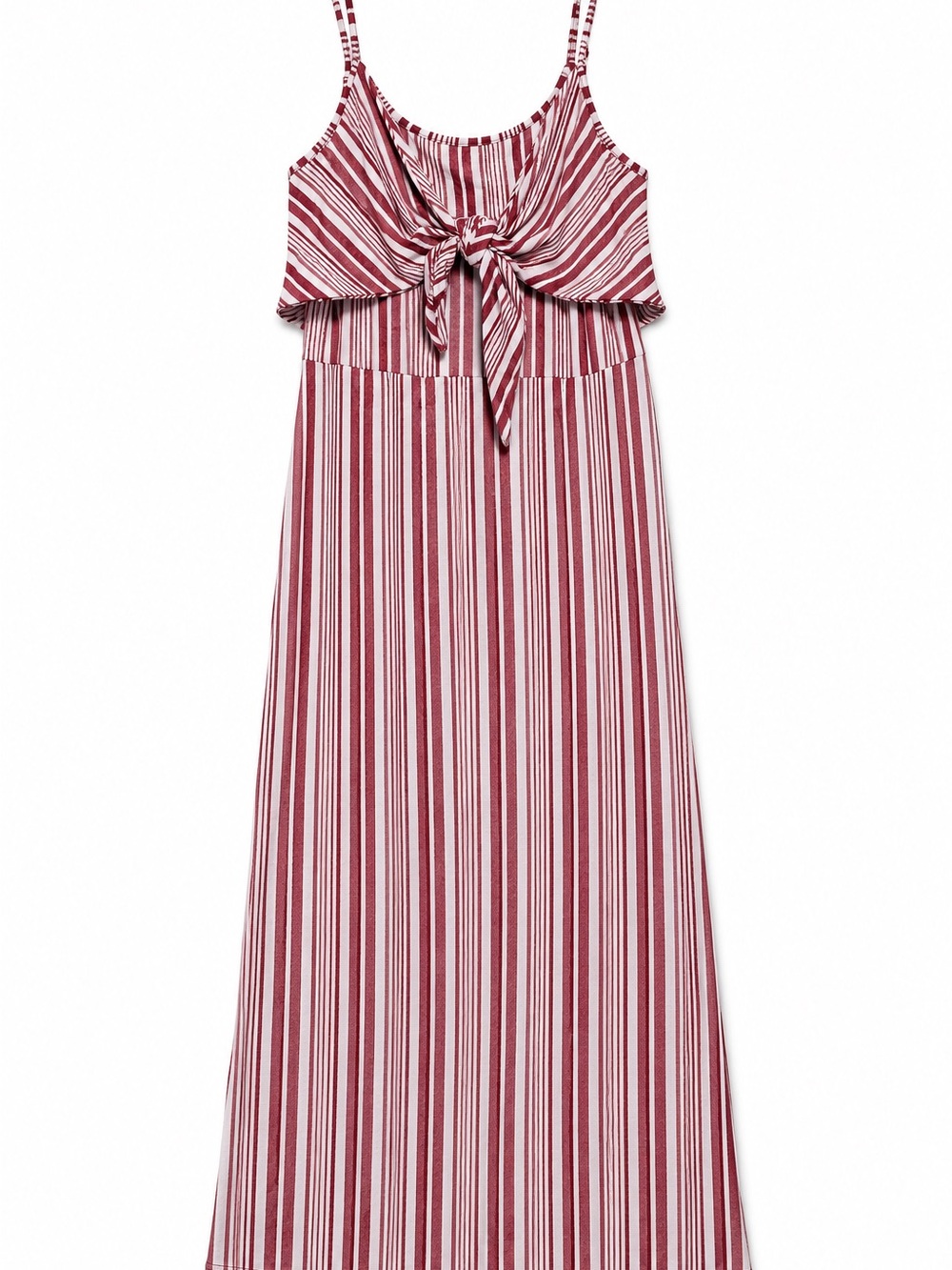 Derek Heart Rust and White Striped Tie-Front Maxi Dress